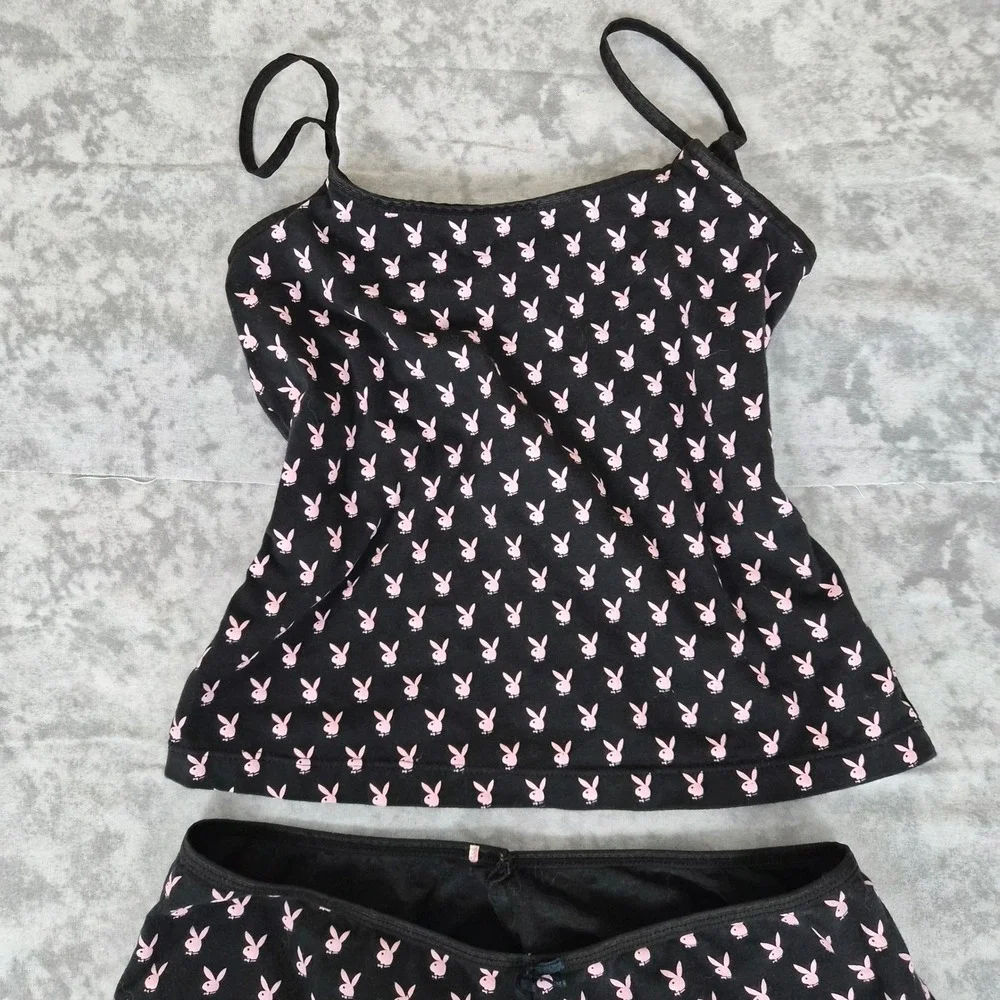 Vintage Playboy Pajama Set Womens Medium Y2K Trashy Chic McBling 2000s Lounge